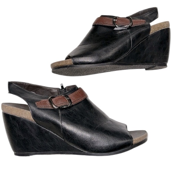 Corkys music size 10 Black and Brown Wedge Sandals - Picture 1 of 11